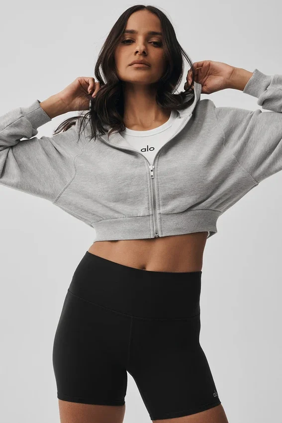 Sudadera con capucha y cremallera Sweet Escape - Gris jaspeado deportivo