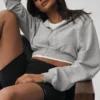 Sudadera con capucha y cremallera Sweet Escape - Gris jaspeado deportivo