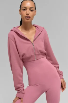 Sudadera con capucha y cremallera Sweet Escape – Rosa silvestre