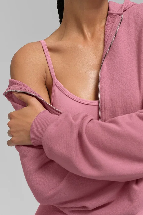 Sudadera con capucha y cremallera Sweet Escape - Rosa silvestre