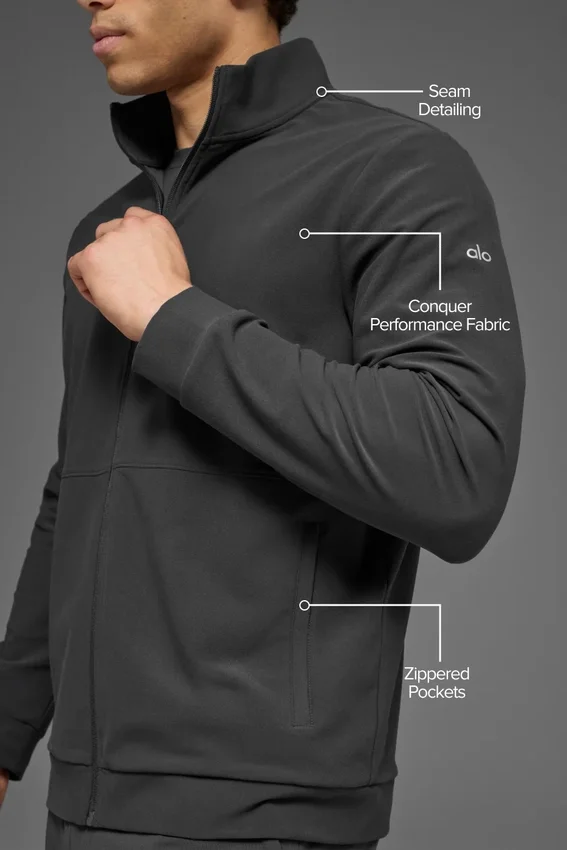 Sudadera Conquer Max con cuello alto y cremallera completa - Antracita