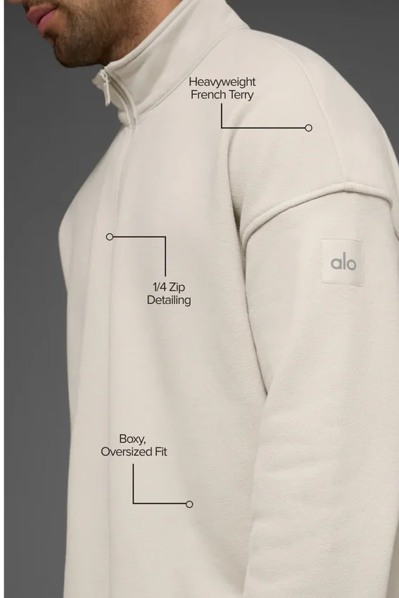 Sudadera Renown de tejido grueso con cremallera de un cuarto - Color hueso