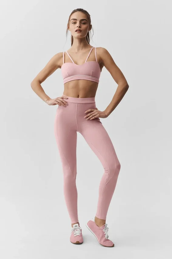 Airbrush High-Waist Fast Track Leggings - Rosa vintage/Blanco