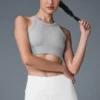 Sujetador de cuello alto Seamless Delight - Gris jaspeado deportivo