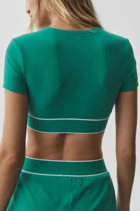 Sujetador de manga corta Alo Softsculpt Amp It Up – Emerald Isle