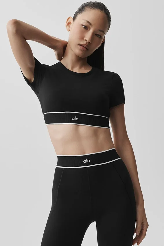 Sujetador de manga corta Alo Softsculpt Amp It up - Negro