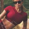 Sujetador de manga corta Alo Softsculpt Amp It Up - Rojo Summer Romance