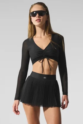 Sujetador de manga larga Airlift Mesh Divine - Negro