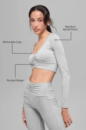 Sujetador de manga larga Alosoft Intuition – Gris jaspeado deportivo