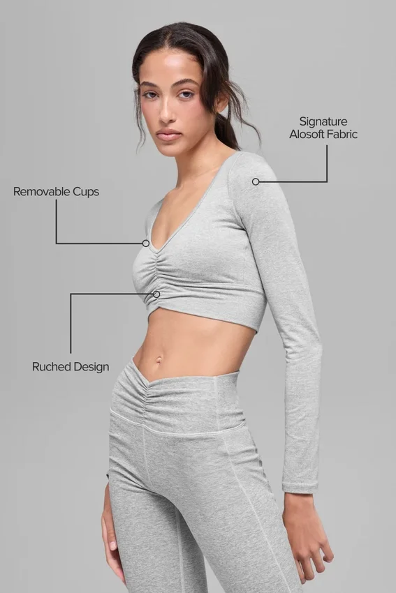 Sujetador de manga larga Alosoft Intuition - Gris jaspeado deportivo