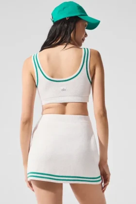 Sujetador de punto estilo jersé Tennis Club – Blanco/Verde abeto