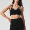 Sujetador de punto estilo jerséu de club de tenis - Negro/Marfil