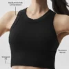 Sujetador Delight de modal sin costuras con cuello alto y textura acanalada - Negro
