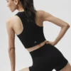 Sujetador Delight de modal sin costuras con cuello alto y textura acanalada - Negro