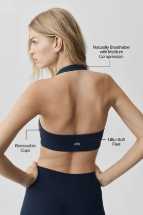 Sujetador halter Alo Softsculpt Feel the Heat – Azul marino