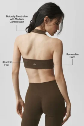 Sujetador halter Alo Softsculpt Feel the Heat – Espresso