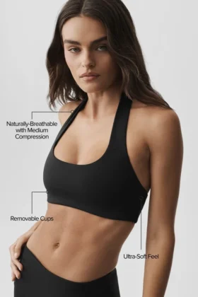 Sujetador halter Alo Softsculpt Feel the Heat – Negro