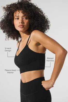 Sujetador Plush Delight sin costuras, cálido para el invierno – Negro