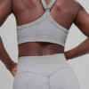 Sujetador sin costuras de dos tonos con tejido acanalado - Gris brumoso claro jaspeado