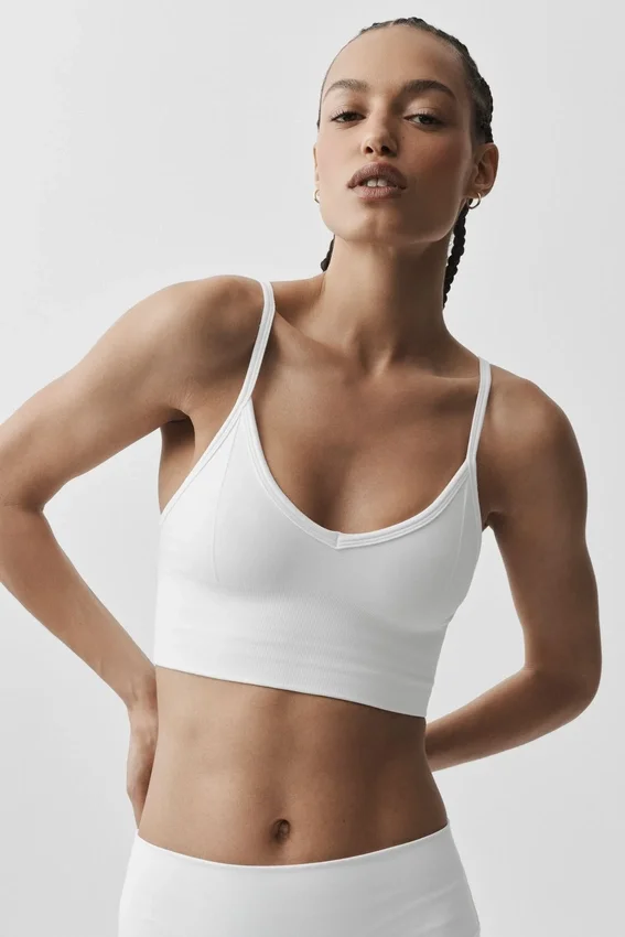 Sujetador sin costuras de modal acanalado Delight - Blanco