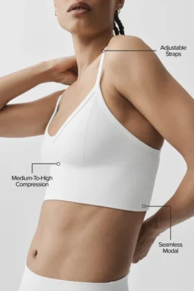 Sujetador sin costuras de modal acanalado Delight – Blanco