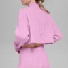 Suéter de cuello alto corto de punto trenzado Winter Bliss de manga larga - Candy Heart P