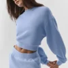 Suéter de cuello redondo Accolade corto - Azul Provenza claro