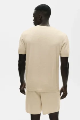 Suéter de manga corta de algodón y cachemira Ever Soft – Beige arena