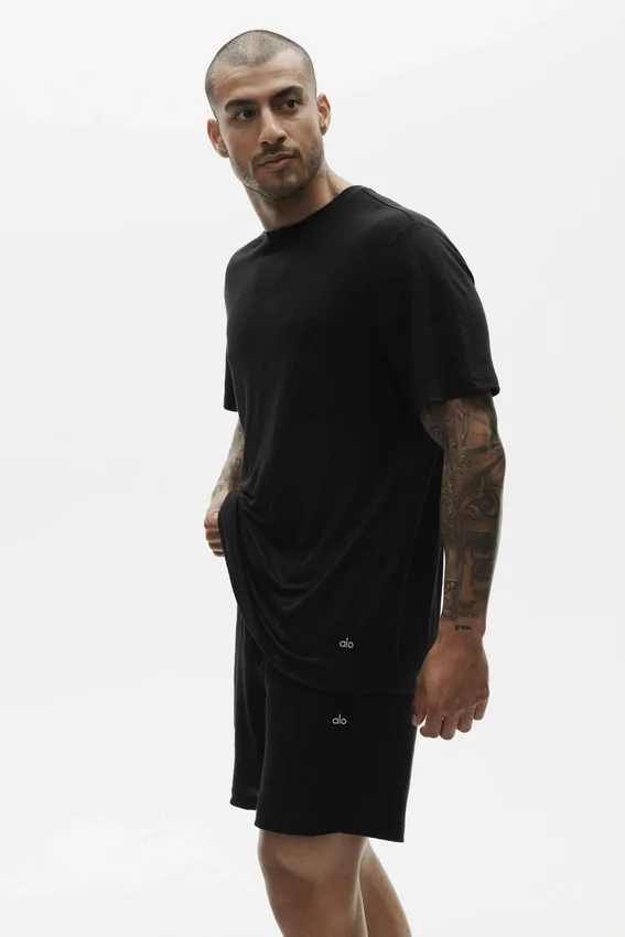 T-shirt de manga corta Coastal de jersey de lino - Negro