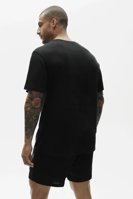 T-shirt de manga corta Coastal de jersey de lino - Negro