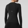 Tanga de modal acanalado de manga larga - Negro