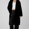 Trench oversize de piel sintética - Negro