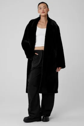 Trench oversize de piel sintética - Negro