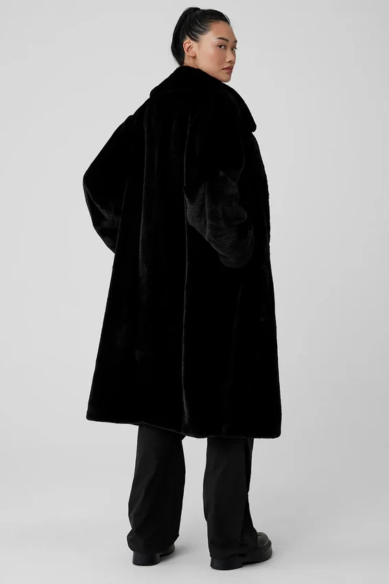 Trench oversize de piel sintética - Negro