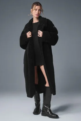 Trench oversize de sherpa - Negro