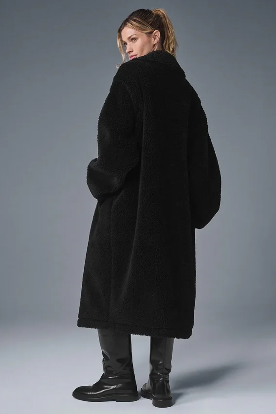 Trench oversize de sherpa - Negro