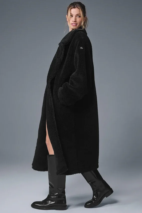 Trench oversize de sherpa - Negro