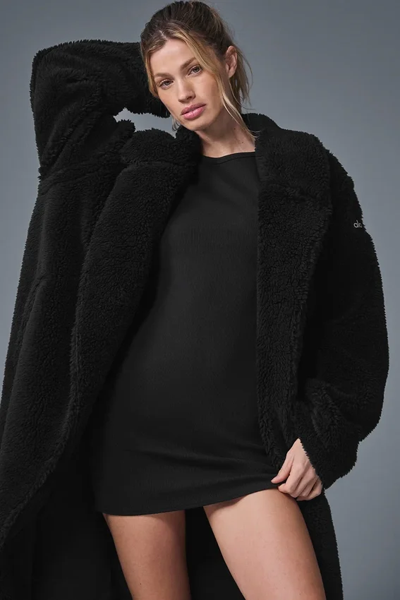 Trench oversize de sherpa - Negro