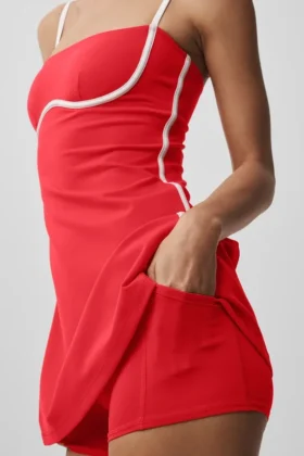 Vestido aerodinámico Airbrush – Rojo brillante/Blanco