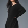 Vestido de cachemira de punto waffle - Negro