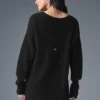 Vestido de cachemira de punto waffle - Negro