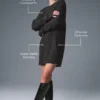 Vestido de cachemira mullida con textura de panal - Gris jaspeado oscuro