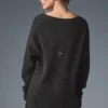 Vestido de cachemira mullida con textura de panal - Gris jaspeado oscuro