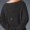Vestido de cachemira mullida con textura de panal - Gris jaspeado oscuro