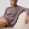 Vestido de cachemira mullida con textura de panal - Gris jaspeado seta