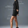 Vestido de manga larga Ribbed Sea Coast — Negro