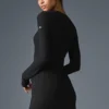 Vestido de manga larga Ribbed Sea Coast — Negro