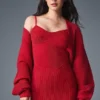 Vestido de punto denim mini - Rojo intenso/Rojo intenso oscuro