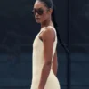Vestido de punto estilo jersé Tennis Club - Avena/Blanco