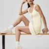 Vestido de punto estilo jersé Tennis Club - Avena/Blanco
